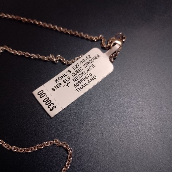 Sterling Silver Cubic Zirconia CZ "Y" necklace - Picture 4 of 5